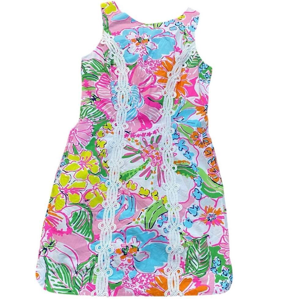 Lilly Pulitzer 20th Anniversary Nosey Posey Floral Print Shift Mini Dress Size 2